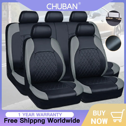 All-Season Waterproof PU Leather Seat Covers-Full Surround Protector forSedan,SUV,PickupTruck,Universal Fit with ExtraProtection